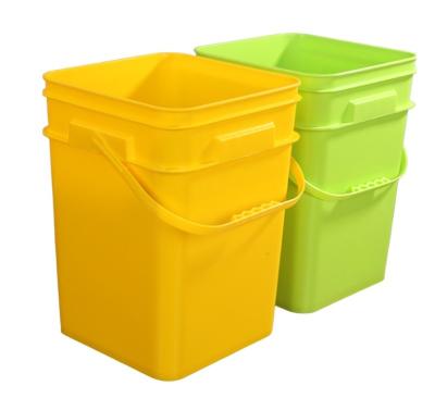 China 5 Gallon 6 Gallon Paint Custom Plastic Bucket Pail with Close Lid Square Shape Pail for sale