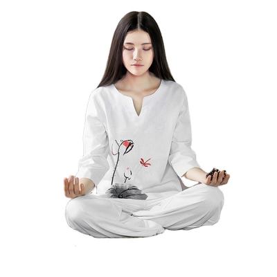 China Comfortable Custom Made Chinese Traditional Clothing Ladies Cotton And Linen Yoga Clothes for sale