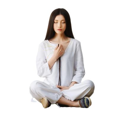 China Comfortable Custom Chinese Traditional Lady Suit Cotton and Meditation Clothing Linen Fabric for sale