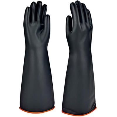 China Water Proof Latex Rubber Hand Gloves 40cm Industrial Black Rubber Gloves Industrial Rubber Gloves Black for sale