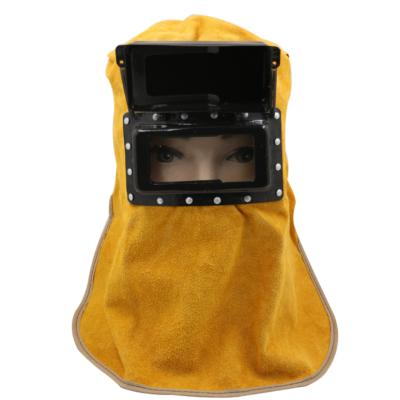 China Work Wear Darkening Welding Mask Welding Protective Mask Helmet Shield Leather Hood For Welding for sale