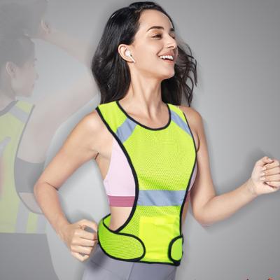 China Yellow High Reflective Markings Water Proof Night Hiking Jogging Running Safety Vest for sale