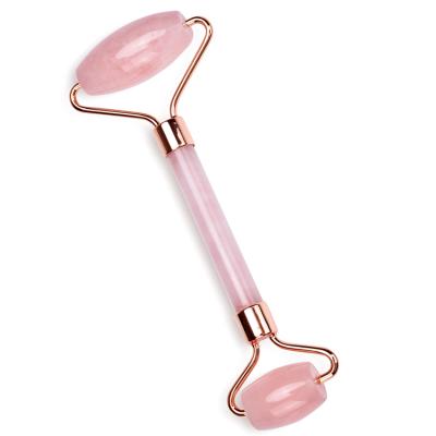 China High quality handheld facial roller custom face box support massage rose quartz facial roller for sale