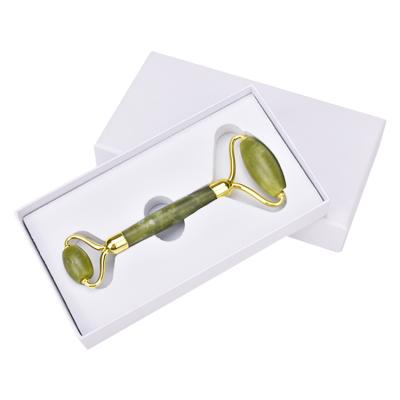 China High quality face lift jade stone roller for face massage, new metal sight style beauty tool green jade roller with box for sale