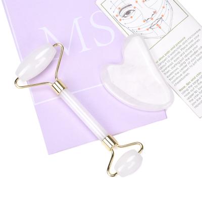 China Body Factory Price Natural White Jade Facial Roller Gua Sha Tool With Box for sale