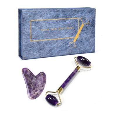 China Stone Facial Roller New Product Amethyst Roller Massager Natural Amethyst Crystal for sale