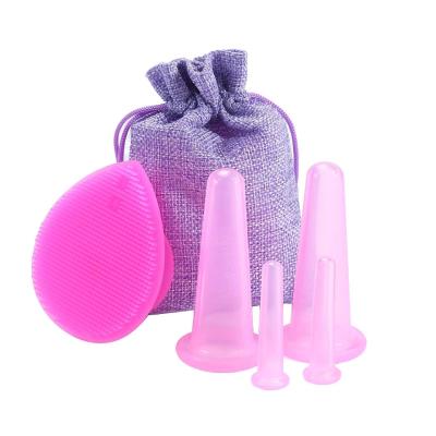 China 4pcs Silicone Cupping Tools Anti-Puffiness Beauty Skin Care Set For Face And Neck Facial Deep Lifting for sale