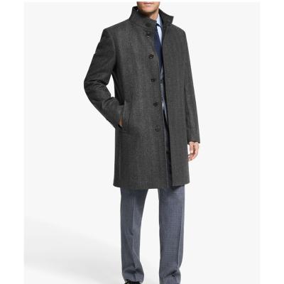 China Anti-Wrinkle Gray Herringbone China Manufacturer Mens Long Coat Custom Formal Overcoats for sale