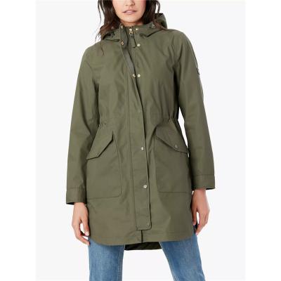 China Factory Direct Anti-wrinkle Women's Grape Leaf Practical Pretty Deep Front Pockets Hooded Raincoat for sale