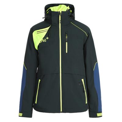 China High Tech Men's Jacket Waterproof With Light Green Wind Proof Heater Unit 4 Way Stretch Contrast Fabric Outdoor Wear for sale