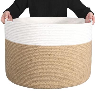 China Sustainable Hot Selling Round Cotton Rope Storage Basket Collapsible Storage Basket Cotton Rope for sale