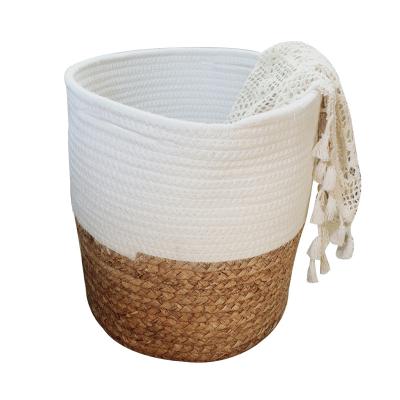 China High Quality Viable Storage Large Organizer Woven Cotton Rope Basket Gift Basket With Soft Cotton Rope for sale