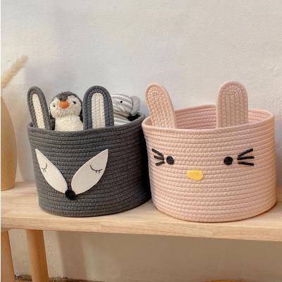 China Viable Popular Kid Baby Snack Sundries Woven Cotton Rope Storage Basket for sale