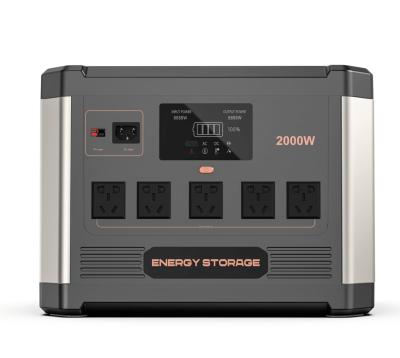 China LED Display Portable Lifepo4 2000W Custom Power Station Solar Camping Bank AC 110V for sale