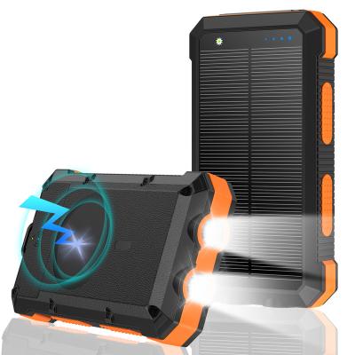 China Sloar Panel Charge Waterproof 20000mAh IP67 Fast Charger Wireless Power Bank Solar Charger With Compass And LED light for sale