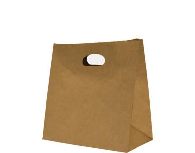 China Food Grade Biodegradable Kraft Paper Bag Disposable Die Cut Grocery Bag With Reinforcement for sale