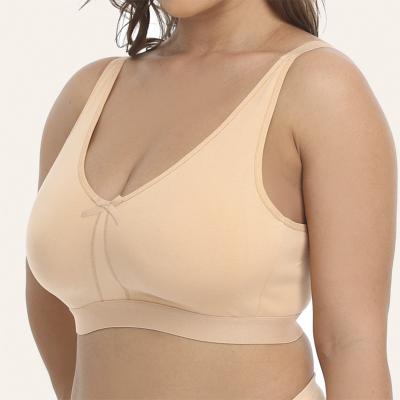 China Plus Size Women's Cotton Soft Cup Sleep Underwear Plus Size Wireless Non-Padded Full Coverage Over The Top Plus Size Bras For Large Women for sale