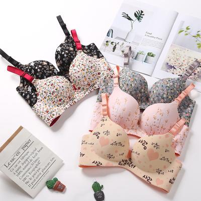 China Sexy Women Bra Underwear Candy Color Wireless Floral Print Lingerie Bralette Seamless Push Up Underwear Gathering Sexy Corset Bra Women Bralette for sale