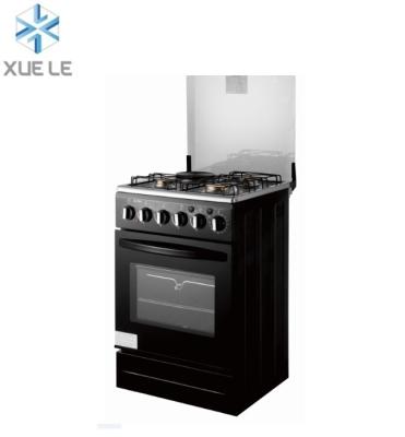 China Household 3 Burners 1 Hot Plate Glass Cover Stainless Steel Free Standing Gas Oven Range for sale