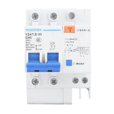 China Mini Switch 63A Leakage Circuit Breaker Protection 2poles Air For Home Using YZ47LE-63 for sale