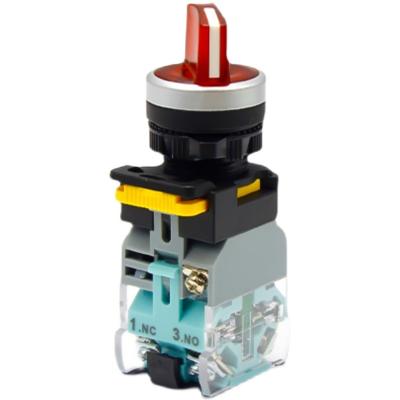 China 22mm Rotary Selector Knob Switch Latching 1NO1NC Momentary 2 3 Position Push Button Switch 24V 220V 380V Push Button With 22mm Lamp for sale