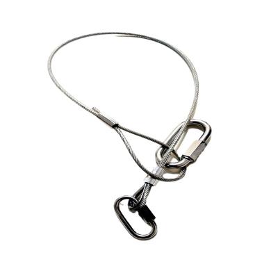 China Luxury Professional Most Popular Climbing Button Carabiner Buckle Stainless Steel Spring Hook Safety Wire Rope for sale