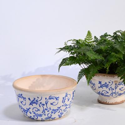 China Modern Balcony Decoration Home Style Green Plant Fleshy Potted Ceramic Pot for sale