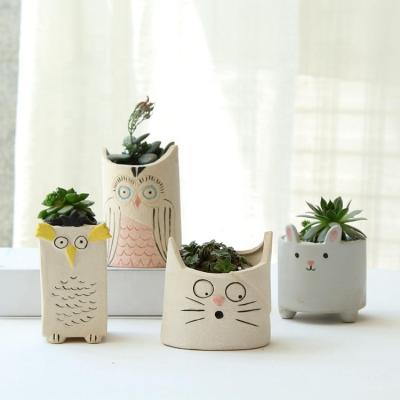 China CLASSIC Ceramic Succulent Home Decor Lovely Cat Rabbit Flower Animal Plant Planter Pot For Kids Gift for sale