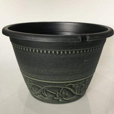 China Modern Round Medium Large Plastic Flower Pot Brick Red Cement Color Planting Pot for sale