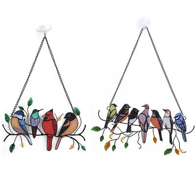 China Park Garden Painting Craft Window Ornament Iron Bird Ornament Metal Bird Minimalist Sale Welding Pendant for sale