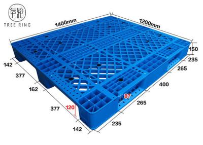 China Four Way Entry Heavy Duty Industrial Stackable Plastic Pallets Warehouse Storage 1400 * 1200 for sale