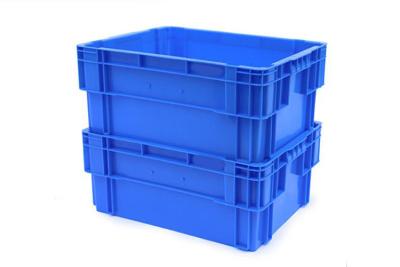 China Coloured Returnable Reusable 180º Stacking & Nesting Solid Plastic Fishing Bins Box  600*400*230 mm for sale