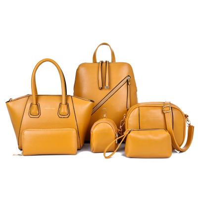 China Wholesale Fashion Designers Luxury Women 2021 6 Pieces Handbags Shape PU Leather Tote Lady Bags Pinch Handbags Set for sale