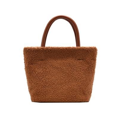 China Fashion new arrivals women witner plush handbags tote faux fur handbags ladies large purses for sale