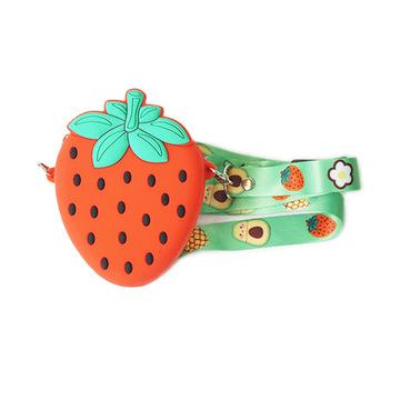 China Fashion RTS Cute Cartoon Fruit Pineapple Strawberry Pear Avocado Silicone Pocket Zipper Mini Coin Purse Wallet for sale