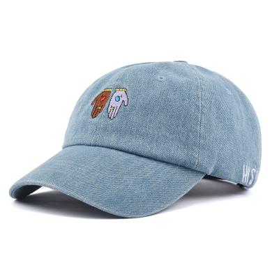 China JOINT Blue Hat Wholesale Baseball Denim Hat Dad Lattice Vintage Embroidery Pattern Custom Logo for sale