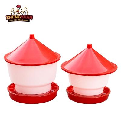 China Farm Poultry Feeder Chicken Feed bucket with Cover Automatic Poultry Feeder plastic chicken drum enlarged size feed bucket for sale