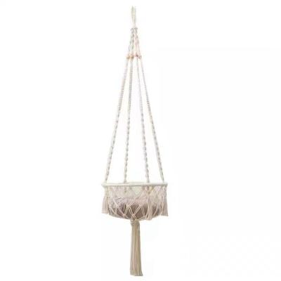 China Plant Pot Mini Cotton Rope Collapsible Fabric Outdoor Hanging Wall Cart / Basket for sale