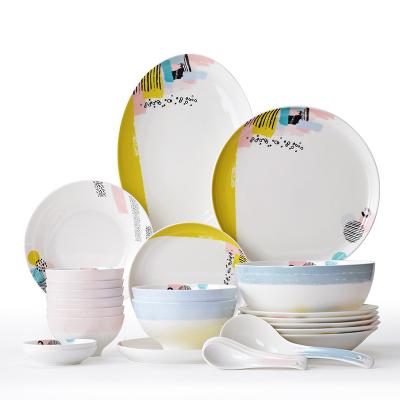 China New Design Dinner Set Australia 22 Pcs Bone China Stocked Dinner Sets for sale