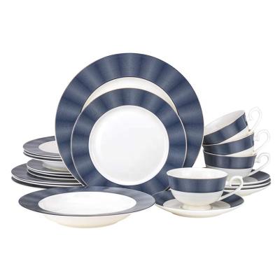 China Viable wholesale high quality homeware dinnerware sets navy blue bone china dinner set dinnerware sets for sale