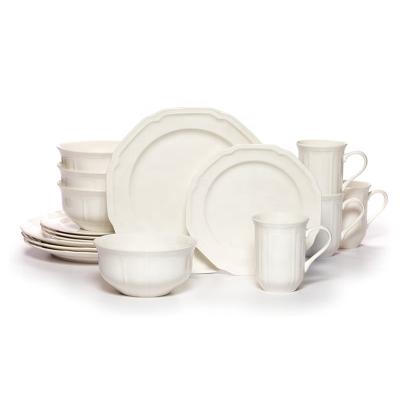 China Sustainable New Design Bone China Super White Embossed Dinnerware for sale