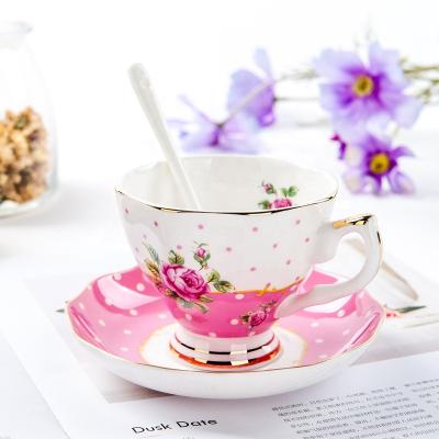 China Wholesale Stocked Ceramic Coffee&tea Sets Bone China Coffee Cup Saucer Tableware Tea Cup And Saucer Set For Kitchen for sale