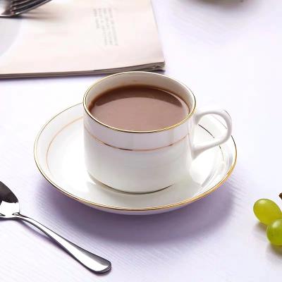 China Modern Ceramic Simple Stocked Cup And Saucer Bone China Tea Coffee Cup And Saucer Set Porcelain Coffee Cup Set for sale