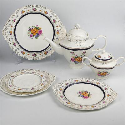 China Luxury New Design Coffee Set Bone China Tableware Tea Set Porcelain Stocked Ceramic Fine Coffee Set for sale