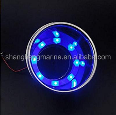 China Easy Install Stainless Steel Blue LED Light 12V with Drain & LED Marine Boat RV Camper Drinking Cup Holder for sale