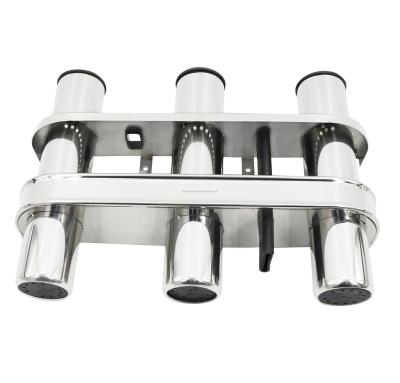 China Fishboat Stainless Steel Fishing Rod Holder, Boat Stainless 3 Tubes Linked Rod Rack with Toolbar/Storage for sale