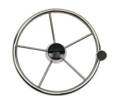 China Stainless steel Boat Steering Wheel 5 Spoke 13.5 inch Stainless Steel Destroyer Style Marine 13-1/2 inch for sale