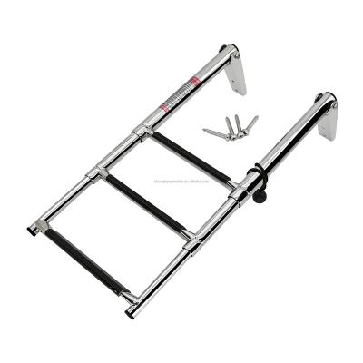 China Yacht Ship Boat Parts Folding Boat Stainless Steel Telescoping Extension Dock Platform Boarding 3 Step Ladder for sale