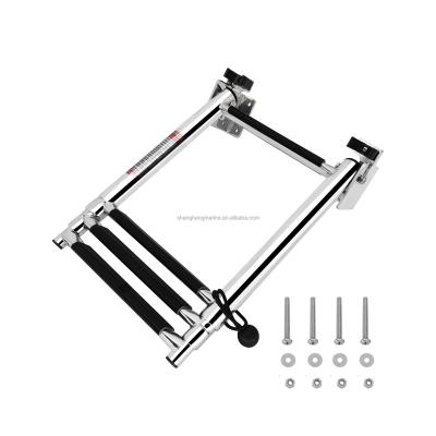 China Yacht Ship Boat Parts Stainless Steel Folding Boat Telescoping Extensional 4 Step Dock Yacht Platform Boarding Marine Ladder for sale