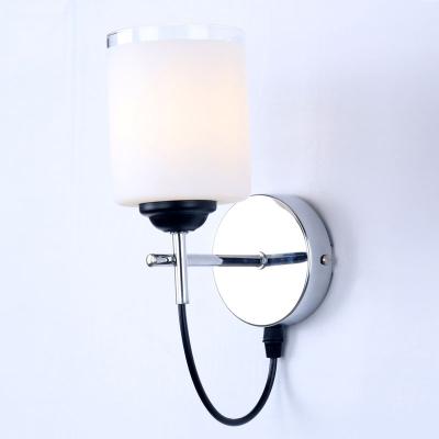 China Cheap Modern Chrome E27 Modern Cheap Glass Led Hotel Bedside Wall Light for sale